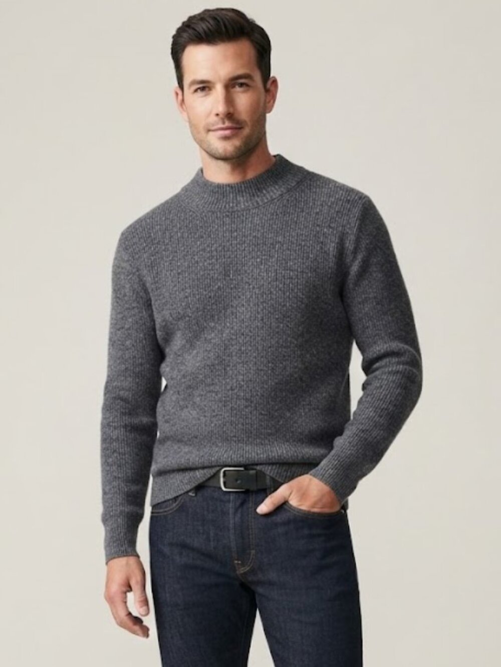 Tommy John Thick Knit Crewneck Men's Sweater Charcoal Gray XS Ribbed Layering